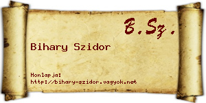 Bihary Szidor névjegykártya
